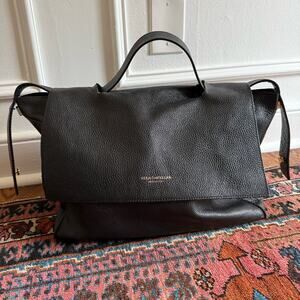 Viola Castellani Italian Black Leather Shoulder Tote Bag